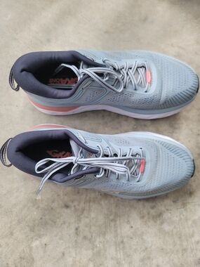 Hoka One One Light Gray and Pink Women's Athletic Sneakers